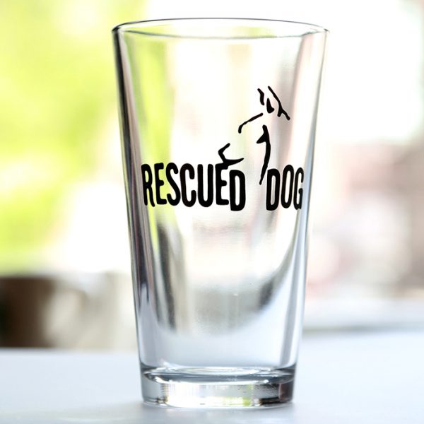Rescued Dog Pint Glasses With Black Logo