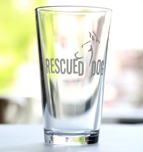 Rescued Dog Pint Glasses With White Logo
